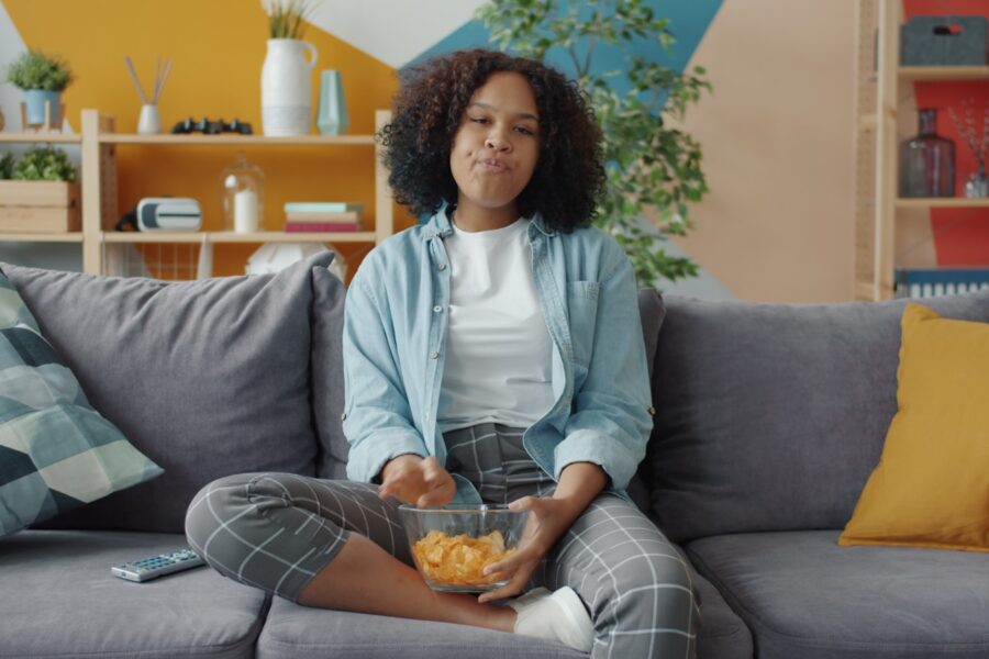 Couch television streaming snacks remote