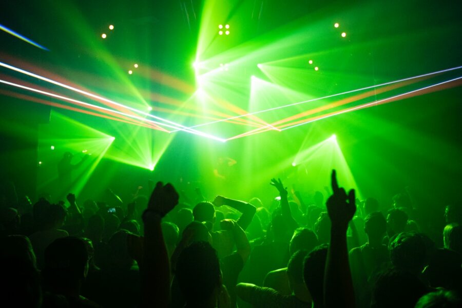 Booth nightclub crowd lights