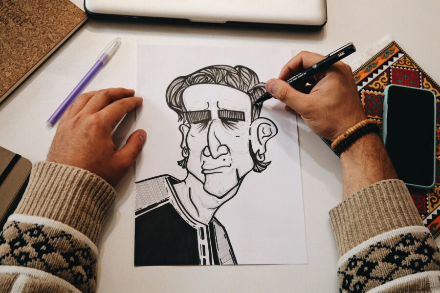 Animation storyboard desk drawing pencils