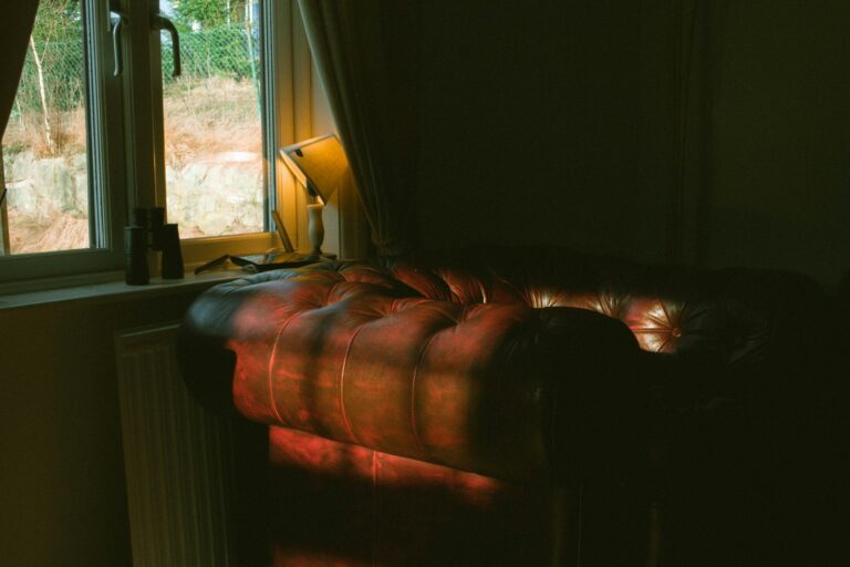 Rainy window night lamp couch