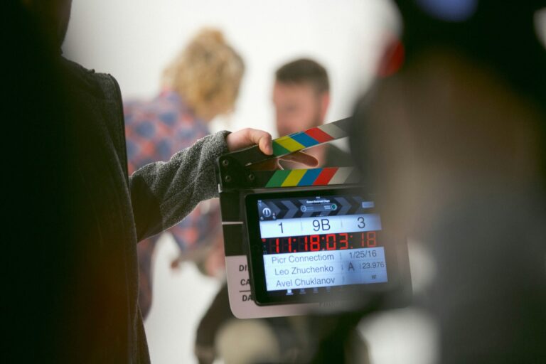 Actor film set clapperboard camera