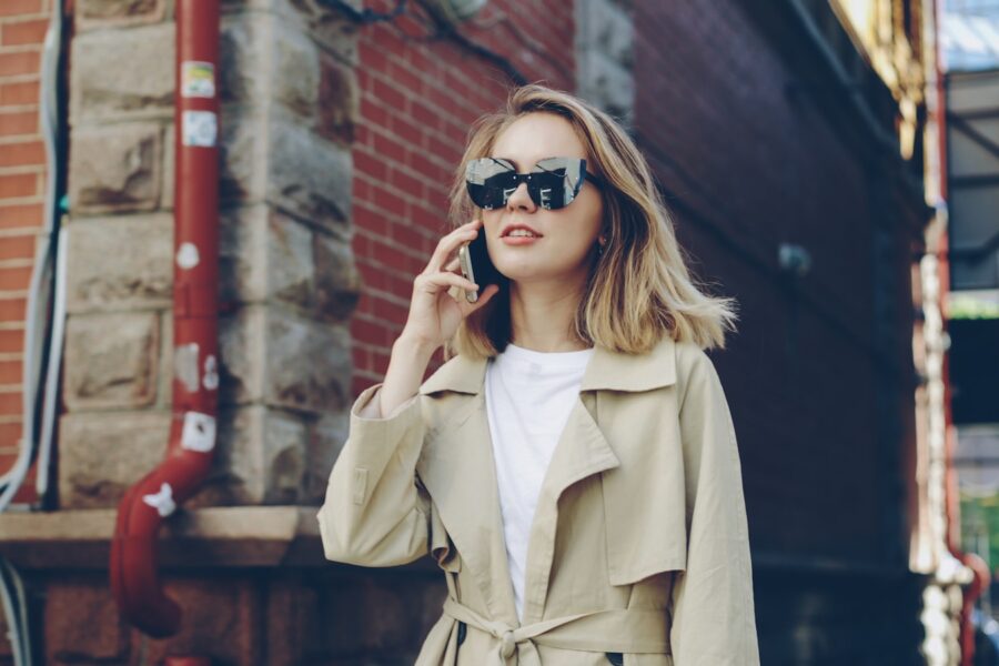 Neutral outfit beige coat city street