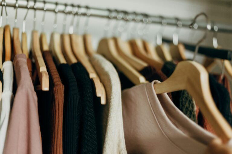 Clothing rack neutral tones
