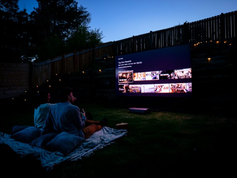 Picnic blanket outdoor movie screen