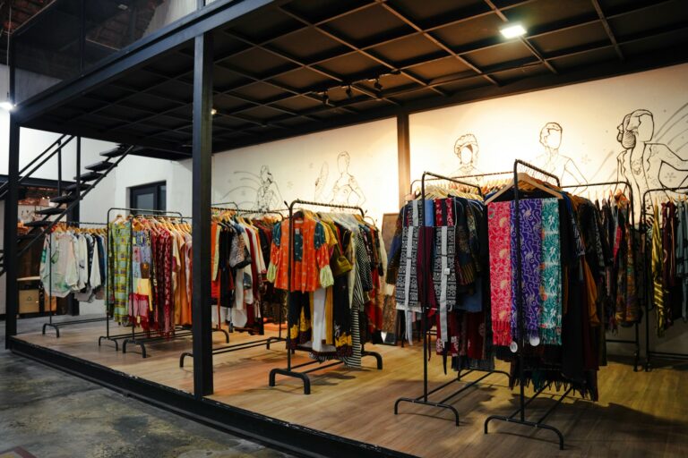 Local clothing boutique interior rack fashion design market