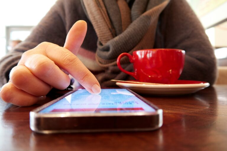 Person scrolling app remote