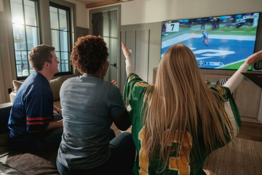 Friends watching living room