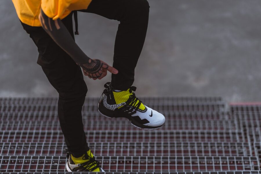 Basketball player tunnel outfit streetwear sneakers
