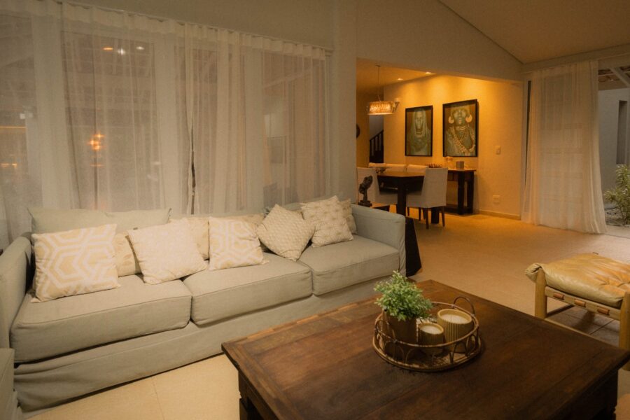Living room sofa remote evening