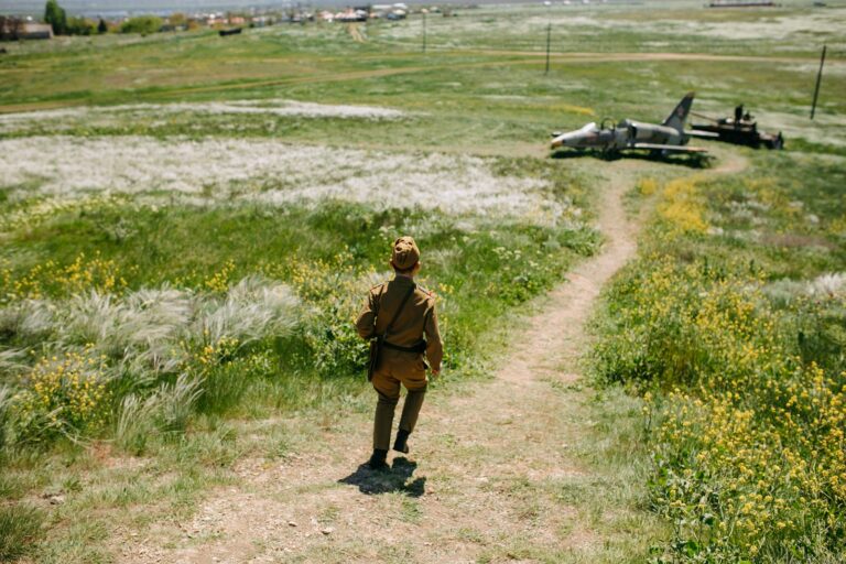 Sci film still retro spaceship actress walking alone
