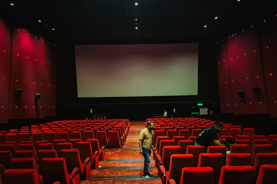 Cinema screen empty theater seats
