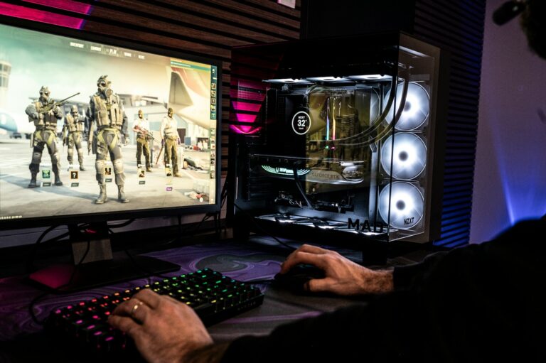 Squad gamers playing fps