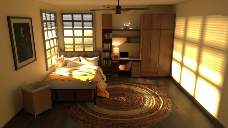 Fan decorated bedroom posters string lights minimalist living
