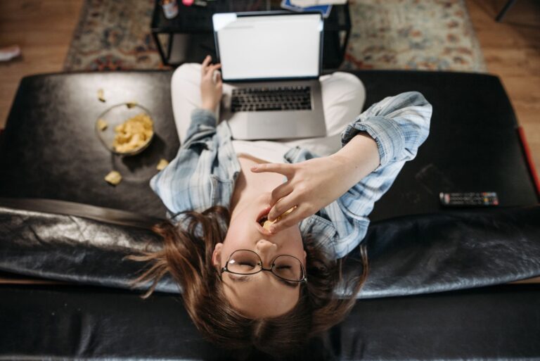 Woman eating snack