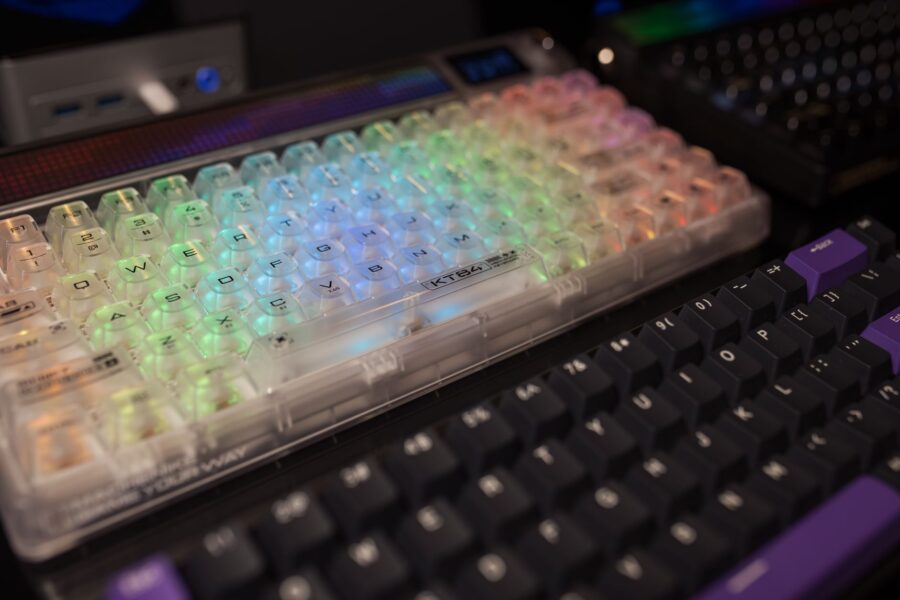 Mechanical gaming keyboard rgb lights desk