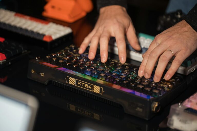 Mechanical gaming keyboard rgb lights desk