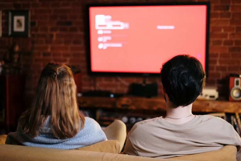 Family watching movie