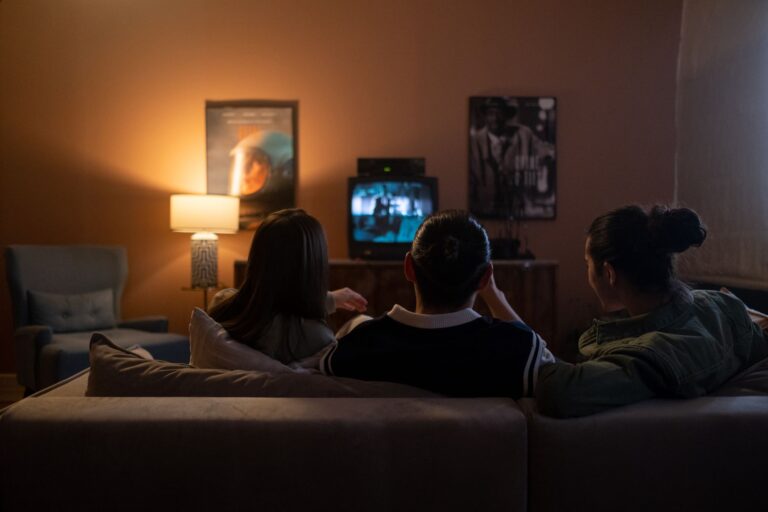 Family watching movie