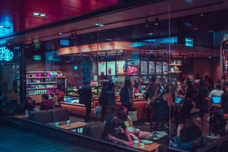 Crowded cafe people