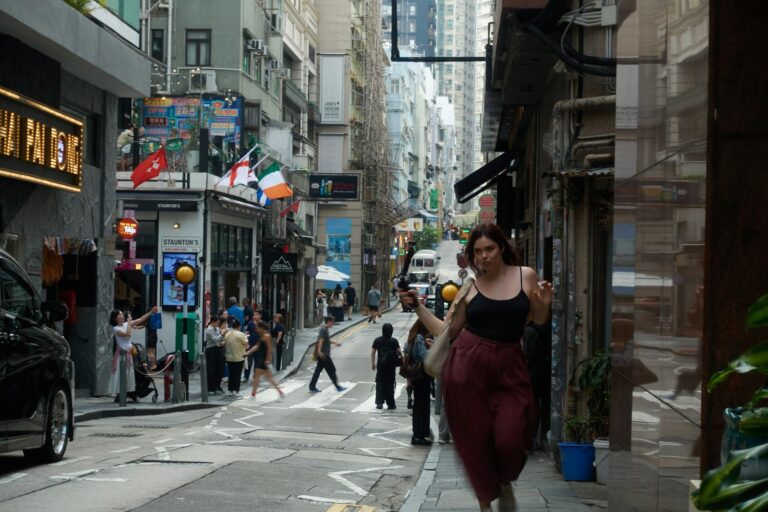 Plus size woman walking city street stylish outfit