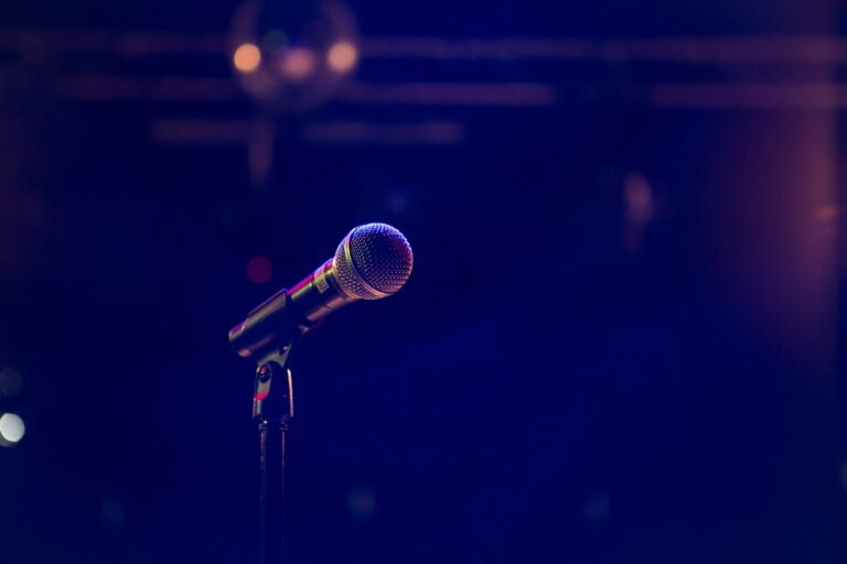 Singer stage purple
