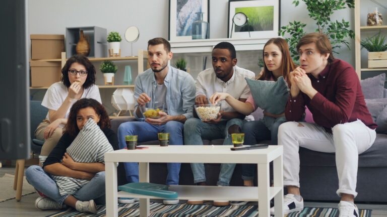Friends watching living
