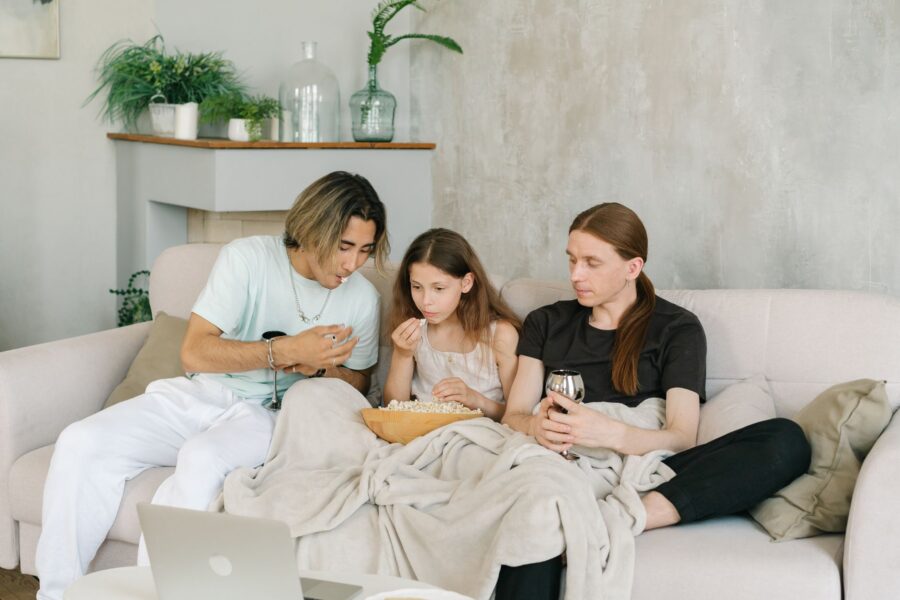 Friends watching living