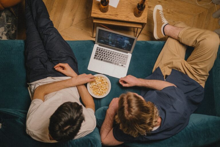 Friends watching living