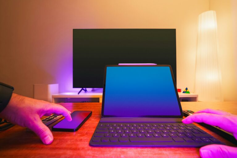 Person watching laptop