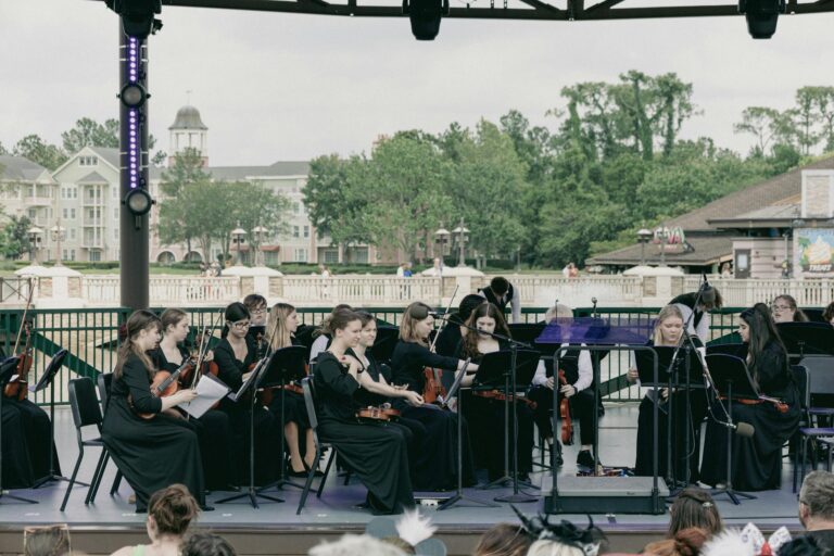Orchestra performing video game music concert stage detail