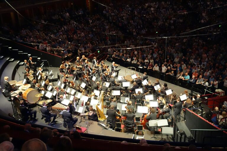 Orchestra performing video game music concert stage