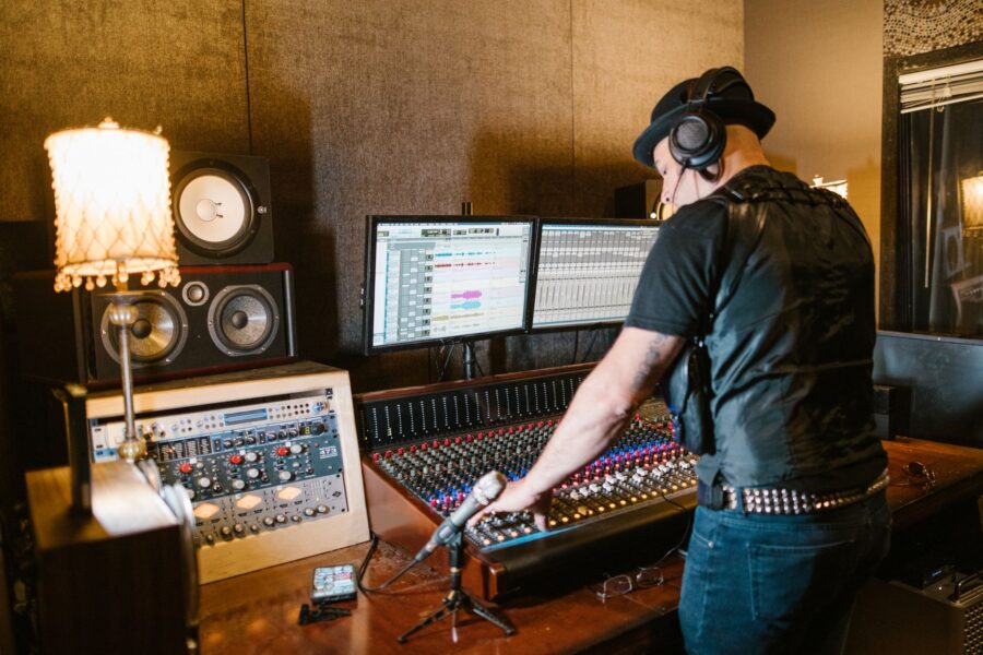 Music producer mixing