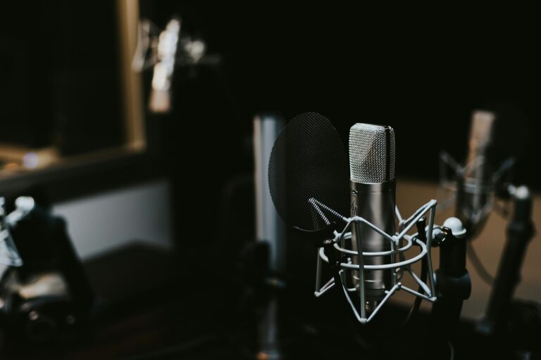 Singer recording vocals