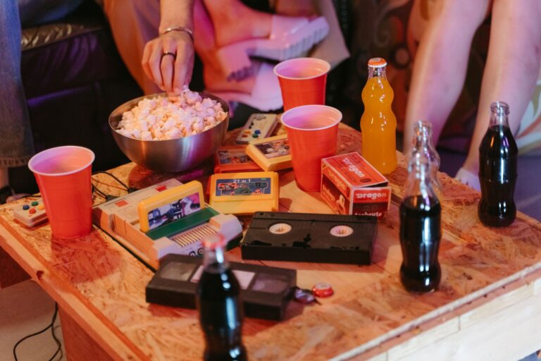 Gaming bar interior consoles drinks