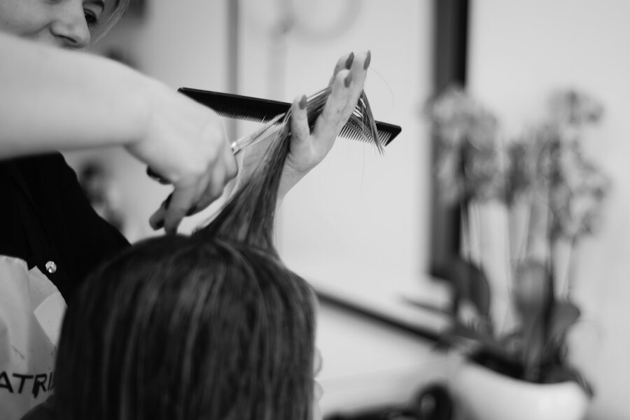 Woman bangs haircut