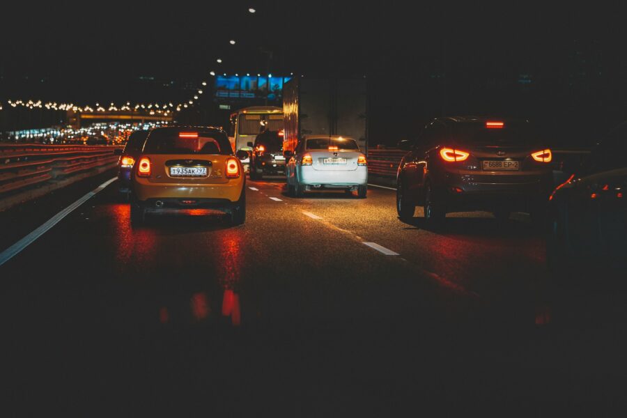 Night highway car
