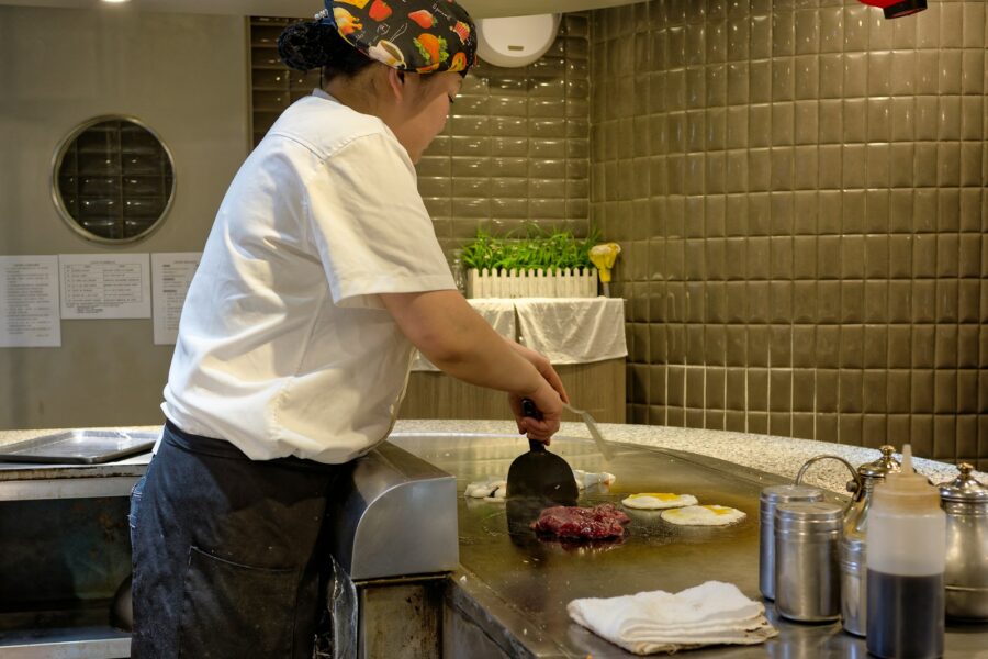 Chef plating dish