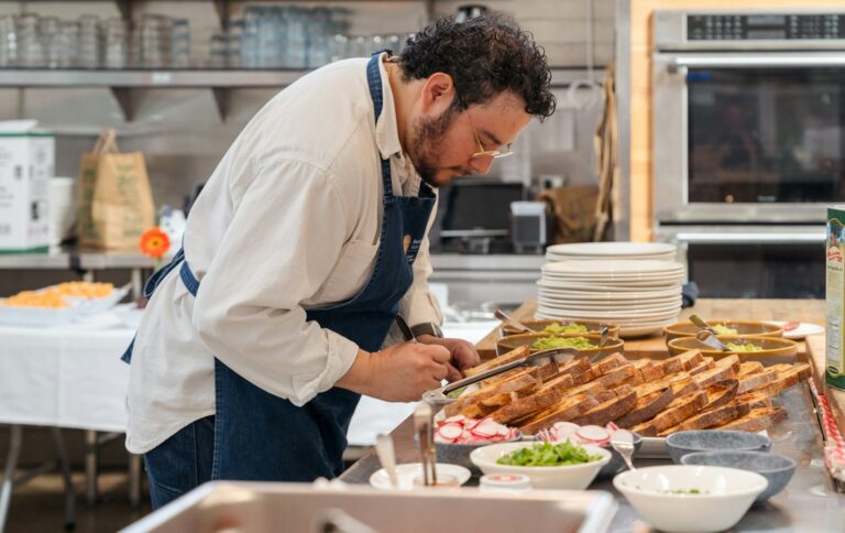 Chef plating dish
