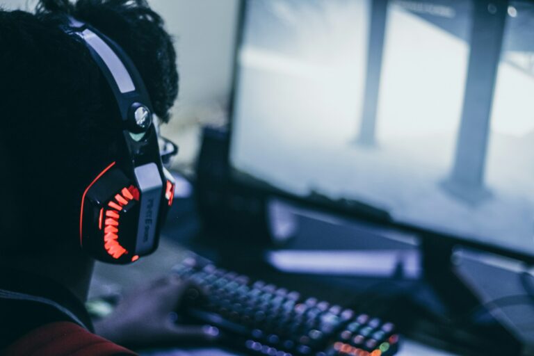 Gamer wearing headphones