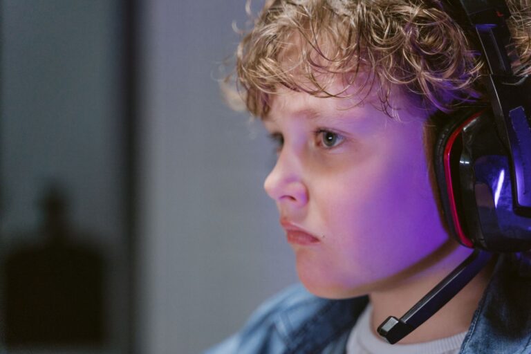 Gamer wearing headphones