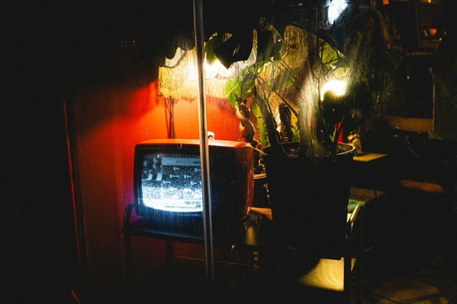 Retro screen neon living room
